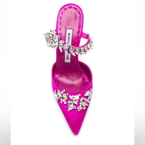 Manolo Blahnik fuchsia pink crystal LURUM heels~ lightly worn - Picture 5 of 7